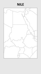 Nile Map. State map of Nile. Administrative map of Nile with states names in outline.