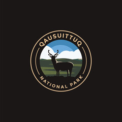 Qausuittuq National Park vector logo theme on dark background