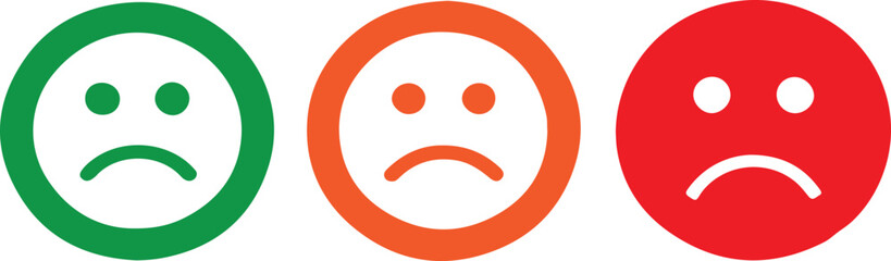 Three different shades of unhappy feedback icons.