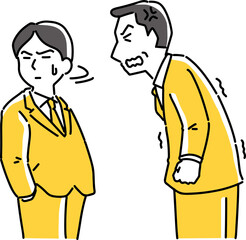 怒る上司と無視する部下