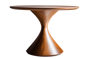 Stylish modern wooden table isolated on a transparent or white background, cut-out, PNG