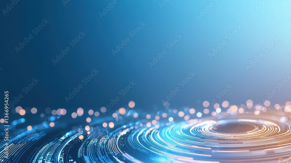 Poster tech modern technology user interface with futuristic glowing elements.