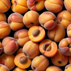 Juicy Apricots on Black Background