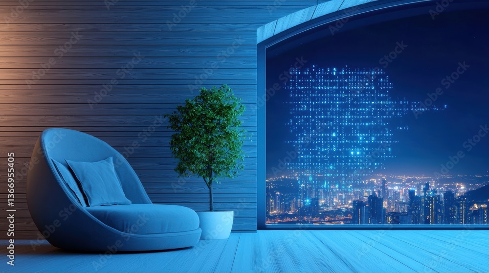 Poster desktop home office with a large curved screen displaying ai powered automation tools.
