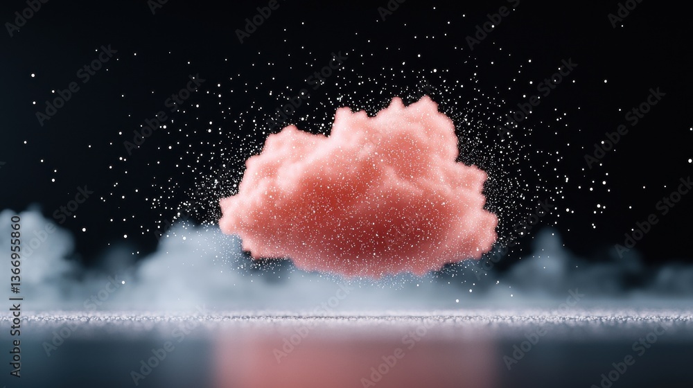 Poster dot 3d holographic representation of a data cloud made of tiny dots.