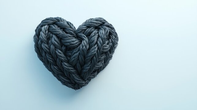 Dark Rope Heart on Light Background