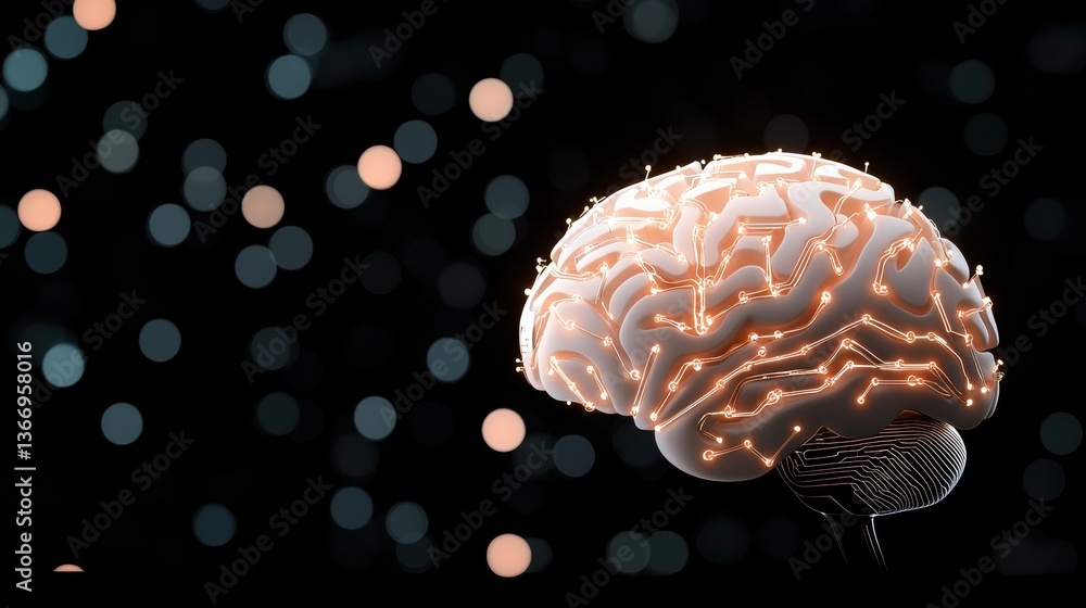 Poster artificial intelligence glowing ai brain with neural connections symbolizing advanced machine learni