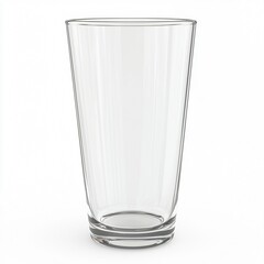 Empty, clear pint glass on a white background, perfect for beverage serving