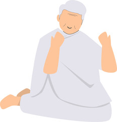 Older Pilgrim Hajj illustration. Eid Al Adha clipart.