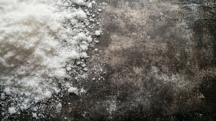 White Salt Crystals on Dark Grunge Background