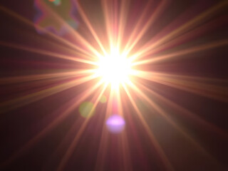 Bursting Light Abstract Background - Bright Star, Solar Flare, Glowing, Energy, Lens Flare, Sunlight.