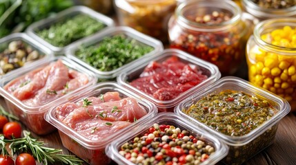 Meal Prep Organized Containers of Fresh Ingredients for Healthy Eating