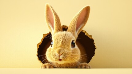 Obraz premium Easter Bunny Peeking from Hole