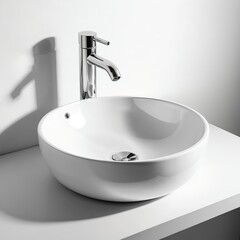 Fototapeta premium Modern Minimalist Bathroom Sink with Chrome Faucet