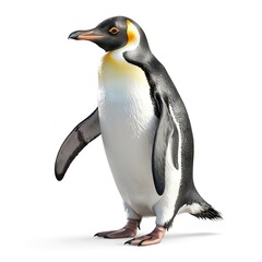 Naklejka premium King Penguin Standing on White Background