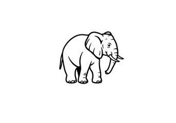 Obraz premium Stylized Elephant Illustration Walking Graphic Outline Black and White Animal