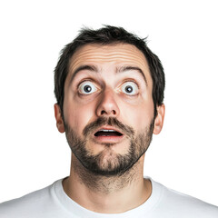 Fototapeta premium A Man with a Curious Expression Tilting His Head Isolated on Transparent Background