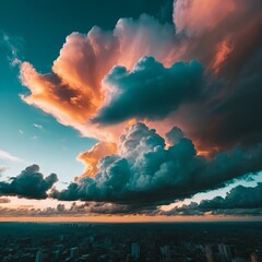 Dramatic Sunset Clouds Over Cityscape