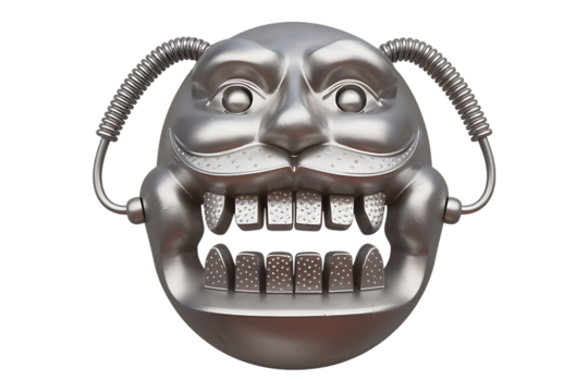 A Grotesque Metallic Mask with Mechanical Antennae