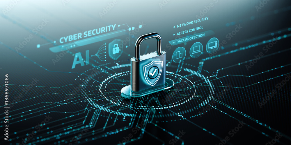 Poster cyber security and ai artificial intelligence for data protection and privacy
