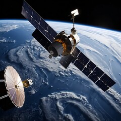 Obraz premium Satellite Orbiting Earth