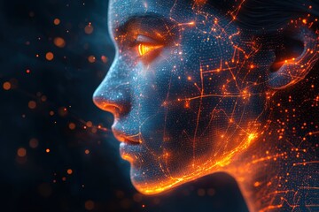 Futuristic Visual of AI-driven Online Security Measures Illustrating a High-Tech Integration of Technology and Consciousness
