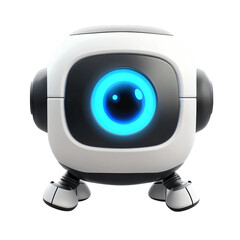 Cute White Robot with Glowing Blue Eye Futuristic Technology Digital Character 3D Render