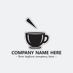 Cup illustration black and white for logo company vector image
