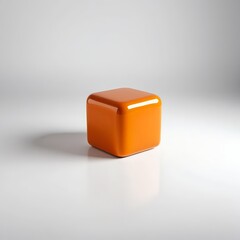 Fototapeta premium Glossy Orange Cube on White Background