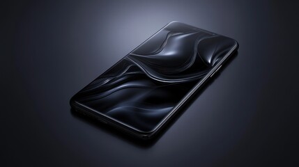 Modern Smartphone Display, Dark Background, Elegant Design, Studio Shot