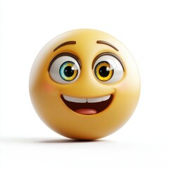 Fototapeta premium A smiling yellow emoji with a mouth open and eyes wide