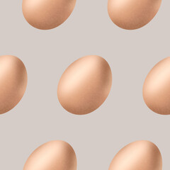 seamless pattern of brown eggs on light gray background, creating warm and inviting atmosphere. Perfect for kitchen decor or food related designs