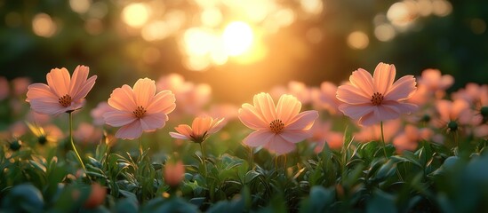 Sunset Blooms in a Garden