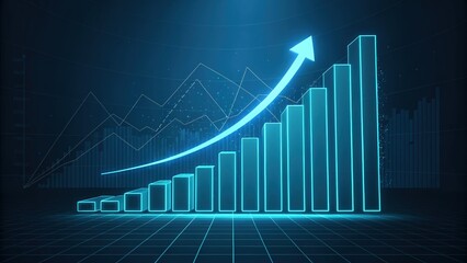 Naklejka premium Growth Chart Upward Arrow Blue