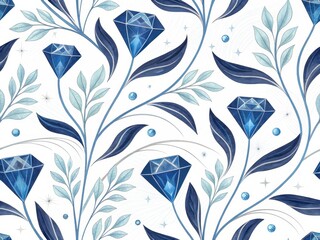 Seamless Floral Pattern with Diamonds Digital Design Art Studio Creative Space Close-Up View