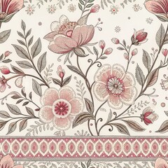 Seamless Floral Design Art Digital Illustration Nature Vibrant Colors Aesthetic Viewpoint