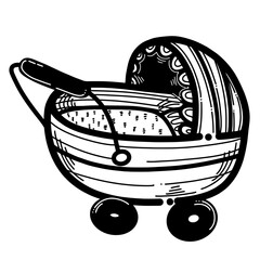 Mother trolley cartoon line art