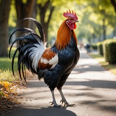 Majestic Rooster in Park Setting