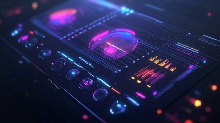 Global data analysis, futuristic interface