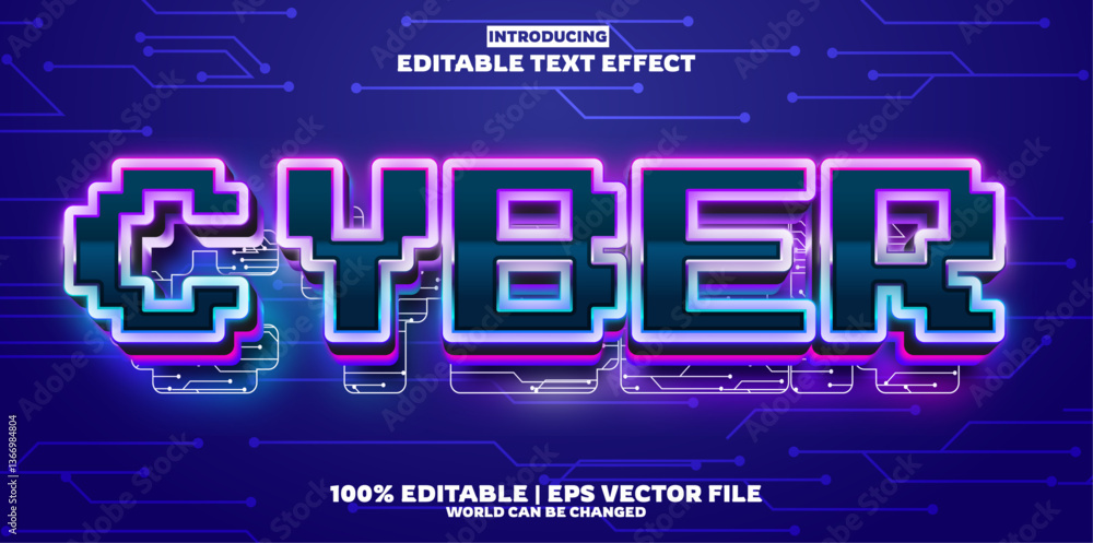 Poster cyber editable text effect in new modern trend style