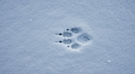 Wild Animal Track in Fresh Snow Winter Wildlife Footprint