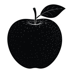  silhouette Vector illustration of a fresh apple with a leaf symbolizing health and freshness