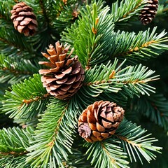 Close-up of Pine Cones on Lush Green Branches