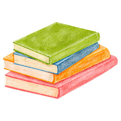 Colorful Watercolor Book Stack Illustration