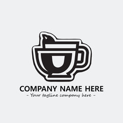 Cup illustration black and white for logo company vector image
