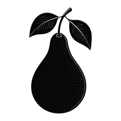 Pear Silhouette: A stark, high-contrast image of a pear with delicate leaves, a minimalist representation of nature's bounty.
