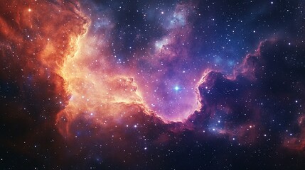 A vibrant nebula of cosmic gas and radiant stars fills space