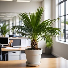 Fototapeta premium Modern Office Plant Chamaedorea elegans in Pot