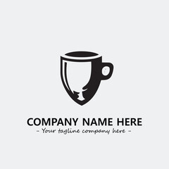 Cup illustration black and white for logo company vector image

