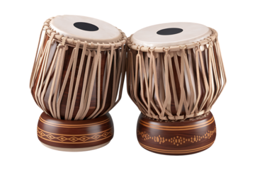 A Pair of Exquisitely Crafted Indian Tabla Drums isolated on transparent background 